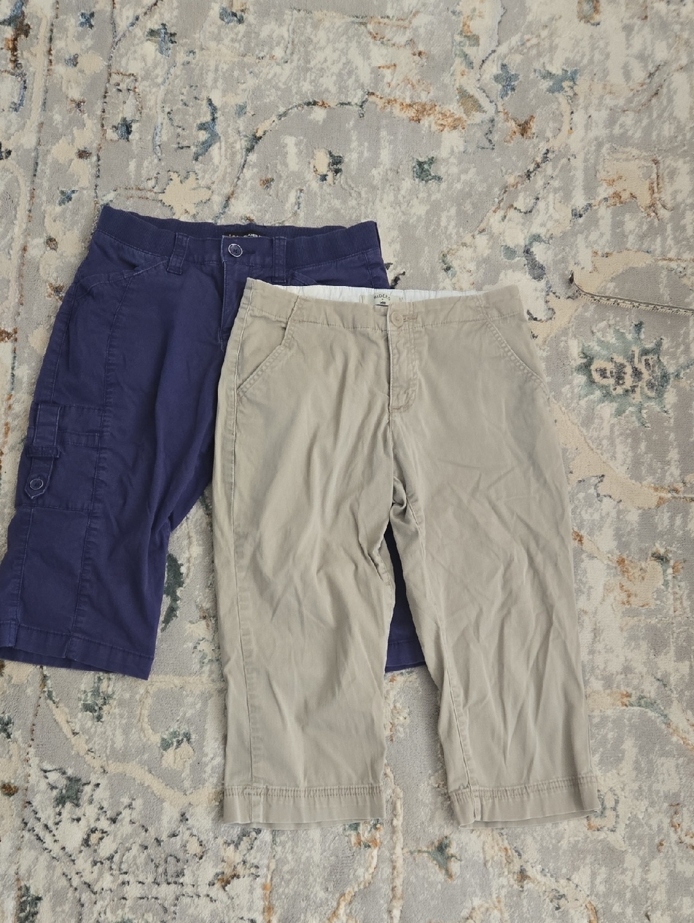 Women's Navy 4P & Khaki 4M Casual Capris - Versatile Everyday Pants Lot Of 2